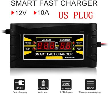 Volledige Automatische Auto Batterij Lader 150V/250V Naar 12V 6A Smart Fast Power Opladen Voor Nat droog Lood-zuur Digitale Lcd Display 12V 10A US plug