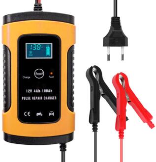 Volledige Automatische Auto Battery Charger 110 V-220 V Naar 12V 6A Intelligente Snelle Power Opladen Nat Droog lood-zuur Digitale Lcd Display rood EU plug