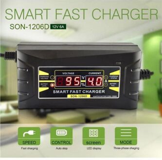 Volledige Automatische Auto Battery Charger EU/US 150 V/240 V Naar 12 V 6A Smart Fast Power opladen Geschikt voor auto motor Met EU Plug