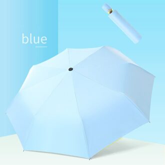 Volledige Automatische Paraplu Zonnige En Regenachtige Uv Bescherming Zonnescherm Parasol Creatieve Godin Drievoudige Regen Paraplu Voor Vrouwen blauw