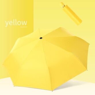 Volledige Automatische Paraplu Zonnige En Regenachtige Uv Bescherming Zonnescherm Parasol Creatieve Godin Drievoudige Regen Paraplu Voor Vrouwen geel