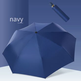 Volledige Automatische Paraplu Zonnige En Regenachtige Uv Bescherming Zonnescherm Parasol Creatieve Godin Drievoudige Regen Paraplu Voor Vrouwen marine blauw