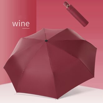 Volledige Automatische Paraplu Zonnige En Regenachtige Uv Bescherming Zonnescherm Parasol Creatieve Godin Drievoudige Regen Paraplu Voor Vrouwen wijn
