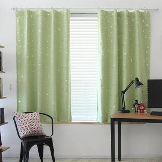 Volledige Blackout Venster Pure Gordijn Polyester Slaapkamer Thuis Gordijnen Korte Gordijnen Indoor Decoratie Benodigdheden 100x130cm groen