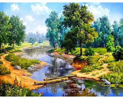Volledige Boor Vierkante Diamanten 5D Diy Diamant Schilderij "Forest River" Diamant Borduren Kruissteek Strass Schilderen