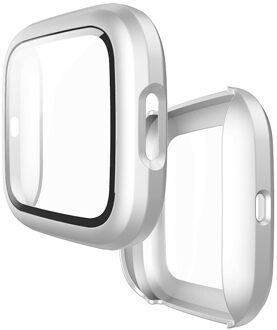 Volledige Cover Glas Case Voor Fitbit Versa 2 Hard Pc Plated Screen Protector Robuuste Beschermende Cover Voor Fit Bit Versa 2 Horloge wit