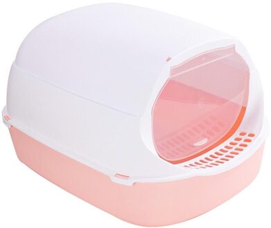 Volledige Gesloten Kat Plastic Kattenbak Deodorant Huisdier Kitten Anti Splash Wc Indoor Schoon Zand Ondersteek Wastafel Reiniging Katten Supplies Roze