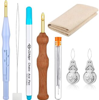 Volledige Set Magic Borduren Stiksels Punch Naald Tool Kit Stiksels Schaar Vingerhoed Diy Craft Naaien Handmad Accessoires Tool stijl 1