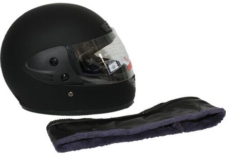 Volledige Verzegelde Motorhelm + Lederen Halsband Ongeval Zwart Beschermende Pak Drive Moto Scooter Accessoires Schaduw Hoofd Cover