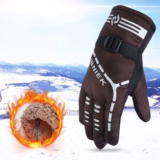 Volledige vinger Print Thermische Handschoenen Voor Mannen Winter Outdoor Motorrijden Apparatuur Winddicht Verdikking Ski Handschoenen 12cm breedte
