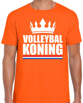 Volleybal koning t-shirt oranje heren - Sport / hobby shirts L - Feestshirts