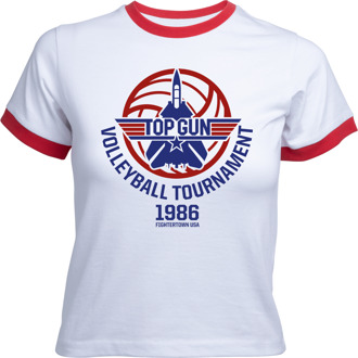 Volleyball Tournament Women's Cropped Ringer T-Shirt - White Red - M Wit