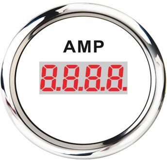 Voltmeter Amp 52Mm Amperemeter Gauge Digitale Ampèremeter Voor Auto Boot Marine Motorcycle 12V/24V 75mA signaal Ampere Meter wit zilver