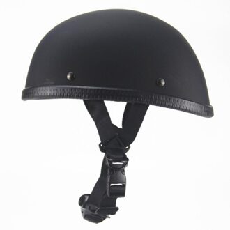 Volwassen Cap Half Helm Vintage Slip Half Gezicht Helm Retro Duitse Stijl Chopper Cruiser Helm Motorfiets Accessoires matte zwart / M