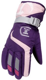 Volwassen Handschoenen Warme Ski Handschoenen Winter Winddicht En Waterdicht Handschoenen Pluche Verdikte Super Warm Outdoor Handschoenen Wanten R5 paars