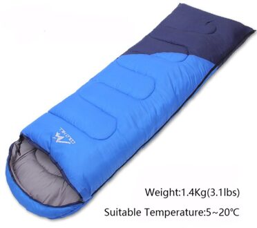 Volwassen Katoen Camping Slaapzak Voor Outdoor Wandelen Draagbare Waterdichte 3 Seizoen Warm Houden Envelop Slaap Zak Reizen Met Pack blauw 1.4Kg