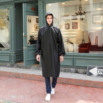 Volwassen Regenjas Mannen Lange Zwarte Outdoor Wandelen Reizen Waterdichte Hooded Reflecterende Streep Regen Jas Poncho