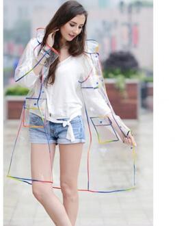 Volwassen Transparant Thicken Hooded Lange Mouw Waterdichte Regenjas Poncho Regenkleding MULTI