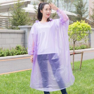 Volwassen Wegwerp Regenjas Emergency Waterdichte Regenjas Wandelen Camping Hood Poncho Motorfiets Regenkleding Draagbare Regen Jas Paars