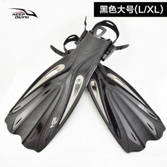 Volwassen Zwemmen Vinnen Lange Flippers Op Voor Water Sport Scuba Snorkelen Duiken Voet Vinnen Flippers Flexibele Anti-Slip Flippers zwart L XL