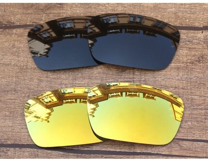 Vonxyz 2 Pairs Stealth Black & 24 K Spiegel Polycarbonaat Vervanging Lenzen voor-Oakley Brandstofcel Frame