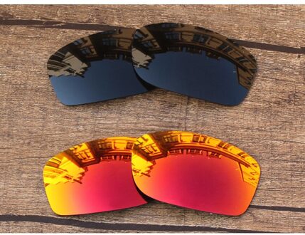 Vonxyz 2 Pairs Stealth Black & Robijn Spiegel Gepolariseerde Vervanging Lenzen voor-Oakley Fives Squared Frame