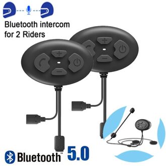 Voor 2 Riders Helm Intercom Motorfiets Bluetooth 5.0 Headsets Intercomunicador Met Fm Radio Draadloze Walkie Talkie Interphone