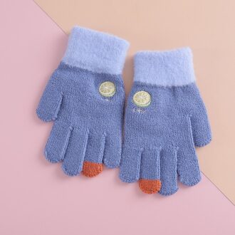 Voor 3 ~ 6Y Winter Meisjes Handschoenen Kids Fruit Vingers Warme Zachte Gebreide Jongens Handschoenen Meisjes Mode Handschoen kinderen Blauw