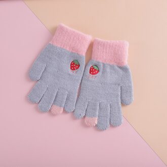 Voor 3 ~ 6Y Winter Meisjes Handschoenen Kids Fruit Vingers Warme Zachte Gebreide Jongens Handschoenen Meisjes Mode Handschoen kinderen Grijs