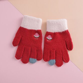 Voor 3 ~ 6Y Winter Meisjes Handschoenen Kids Fruit Vingers Warme Zachte Gebreide Jongens Handschoenen Meisjes Mode Handschoen kinderen Rood