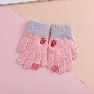 Voor 3 ~ 6Y Winter Meisjes Handschoenen Kids Fruit Vingers Warme Zachte Gebreide Jongens Handschoenen Meisjes Mode Handschoen kinderen Roze