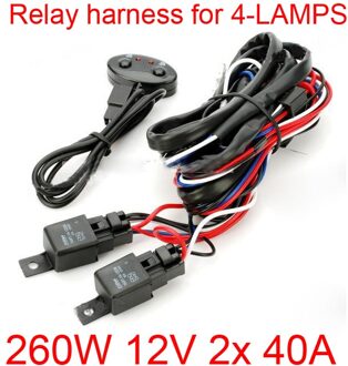Voor 4-Lamps 12 v 260 W 2x40A Dual relais Dual zekering Auto Vrachtwagen Autos bedrading kabel OP/Uit-schakelaar relais harnas voor Led licht bar