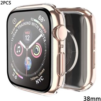 Voor Apple Horloge 1/2/3/4/5/6/Se 2 Stuks Hard Pc case 38/40/42/44Mm Met Gehard Glas Screen Protector-Een Integraal Beschermhoes 38mm