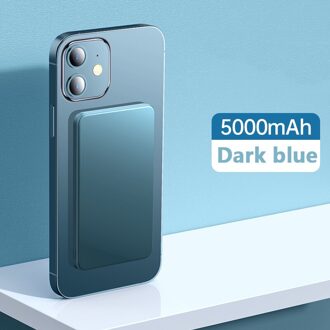 Voor Apple Magsafe Charger Draagbare Draadloze Powerbank Dunne Slim Externe Extra Batterij Voor Iphone12 Magnetische Mini Power Bank blauw
