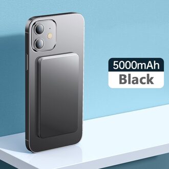 Voor Apple Magsafe Charger Draagbare Draadloze Powerbank Dunne Slim Externe Extra Batterij Voor Iphone12 Magnetische Mini Power Bank zwart