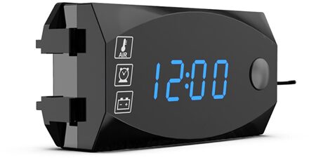 Voor Auto Motorfiets 12V 3 In 1 Digitale Led Display Meter Voltmeter Klok Thermometer Indicator Gauge Panel Meter Blauw