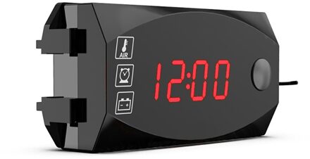 Voor Auto Motorfiets 12V 3 In 1 Digitale Led Display Meter Voltmeter Klok Thermometer Indicator Gauge Panel Meter Rood