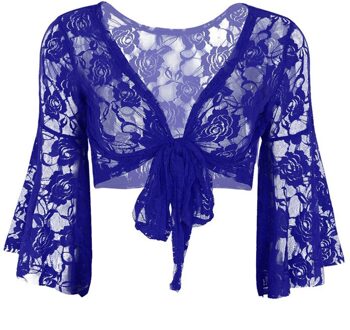 Voor Avond Trouwjurken Wrap Womens Lange Flare Mouw Vlinder Kant Top Schouderophalen Mode Cover Up Open Vest Wraps koninklijk blauw