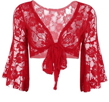 Voor Avond Trouwjurken Wrap Womens Lange Flare Mouw Vlinder Kant Top Schouderophalen Mode Cover Up Open Vest Wraps rood