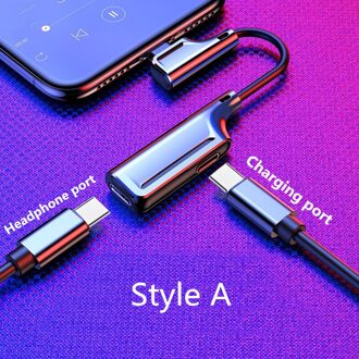 Voor Bliksem Naar 3.5Mm 2 In 1 Koptelefoon Audio Adapter Voor Iphone 7 8 Plus X Xs Charger Cable mobiele Telefoon Aux Dual Jack Splitter stijl A grijs