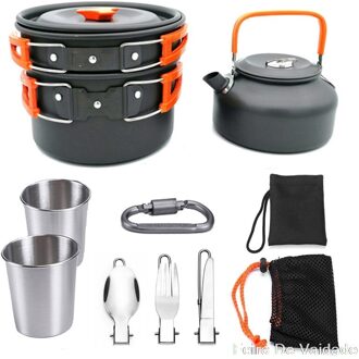 Voor Camping Kookgerei Kit Camping Apparatuur Outdoor Ultralichte Aluminium Kok Fornuis Kit Kokende Pot Outdoor Camping Gereedschap of