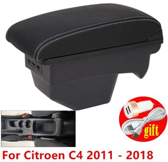 Voor Citroen C4 Armsteun Car Center Console Armsteun Doos Modificatie Accessoires Met Usb A1 wit lijn 3 usb