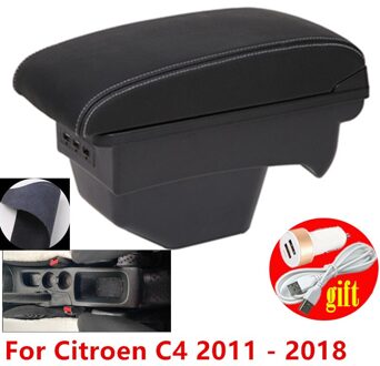 Voor Citroen C4 Armsteun Car Center Console Armsteun Doos Modificatie Accessoires Met Usb A2 wit lijn 3 usb