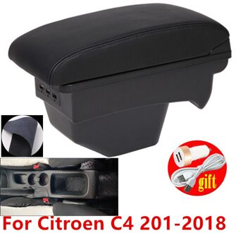 Voor Citroen C4 Armsteun Car Center Console Armsteun Doos Modificatie Accessoires Met Usb A2 zwart lijn 3 usb