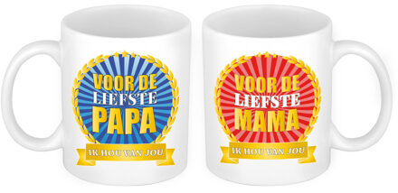 Voor de liefste papa en mama mok - Vaderdag en moederdag cadeau - feest mokken Wit