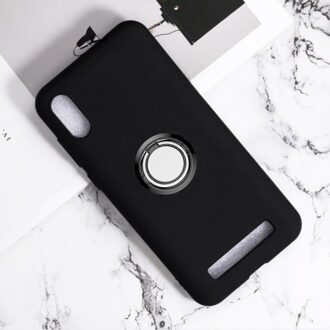 Voor Doogee X90 Y8c Terug Ring Holder Bracket Telefoon Case Smartphone Tpu Soft Silicone Cover Doogee Y8c / Ring Case zwart