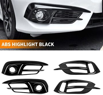 Voor En Achter Bumper Mistlamp Cover Trim Mistlamp Grille Voor Honda Civic 10Th Glossy zwart