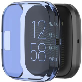 Voor Fitbit Versa 2 Ultra-Dunne Zachte Volledige Dekking Tpu Protector Case Cover Voor Fitbit Versa 2 Band Smart horloge Beschermende Shell blauw