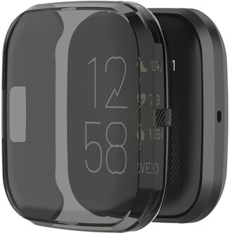 Voor Fitbit Versa 2 Ultra-Dunne Zachte Volledige Dekking Tpu Protector Case Cover Voor Fitbit Versa 2 Band Smart horloge Beschermende Shell zwart