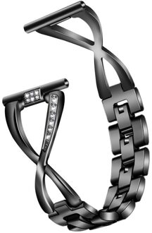 Voor Fitbit Versa3/Gevoel Smart Horloge X-Vorm Band Stalen Band Metalen Diamanten Bezaaid Horloge Band zwart